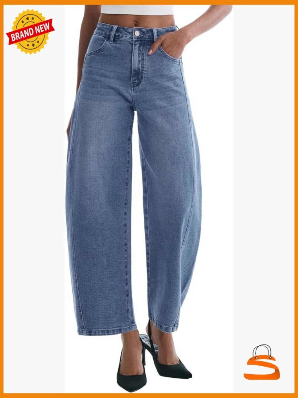 High Waisted Wide Leg Barrel Jeans Women Baggy Stretchy Denim